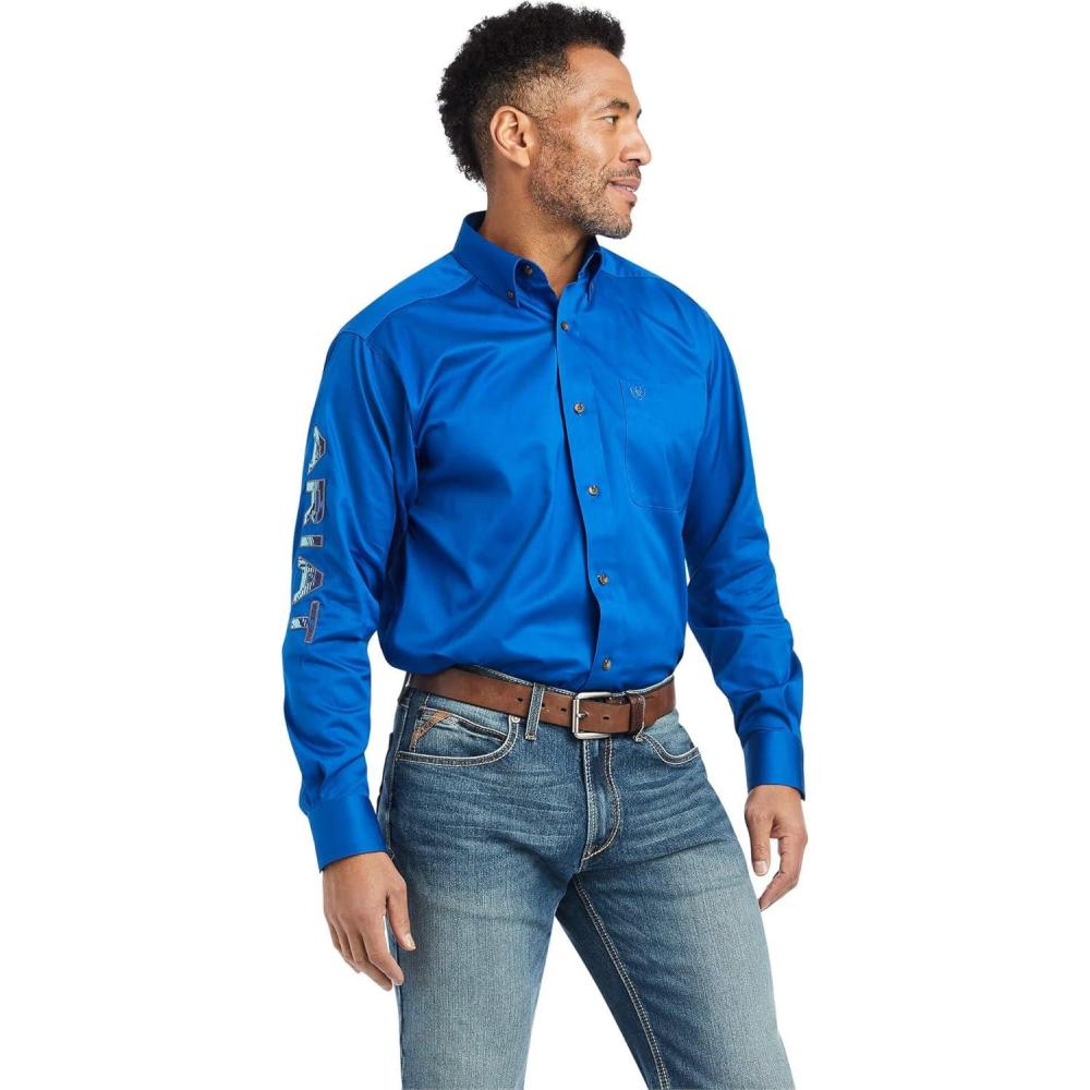 imageARIAT Male Team Logo Twill Classic Fit Shirt Sea Scape USA 3XLargeTurkish Sea