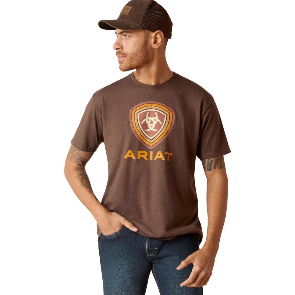 imageARIAT Mens Buckaroo TShirt BuckhornBrown HeatherRope Lockup