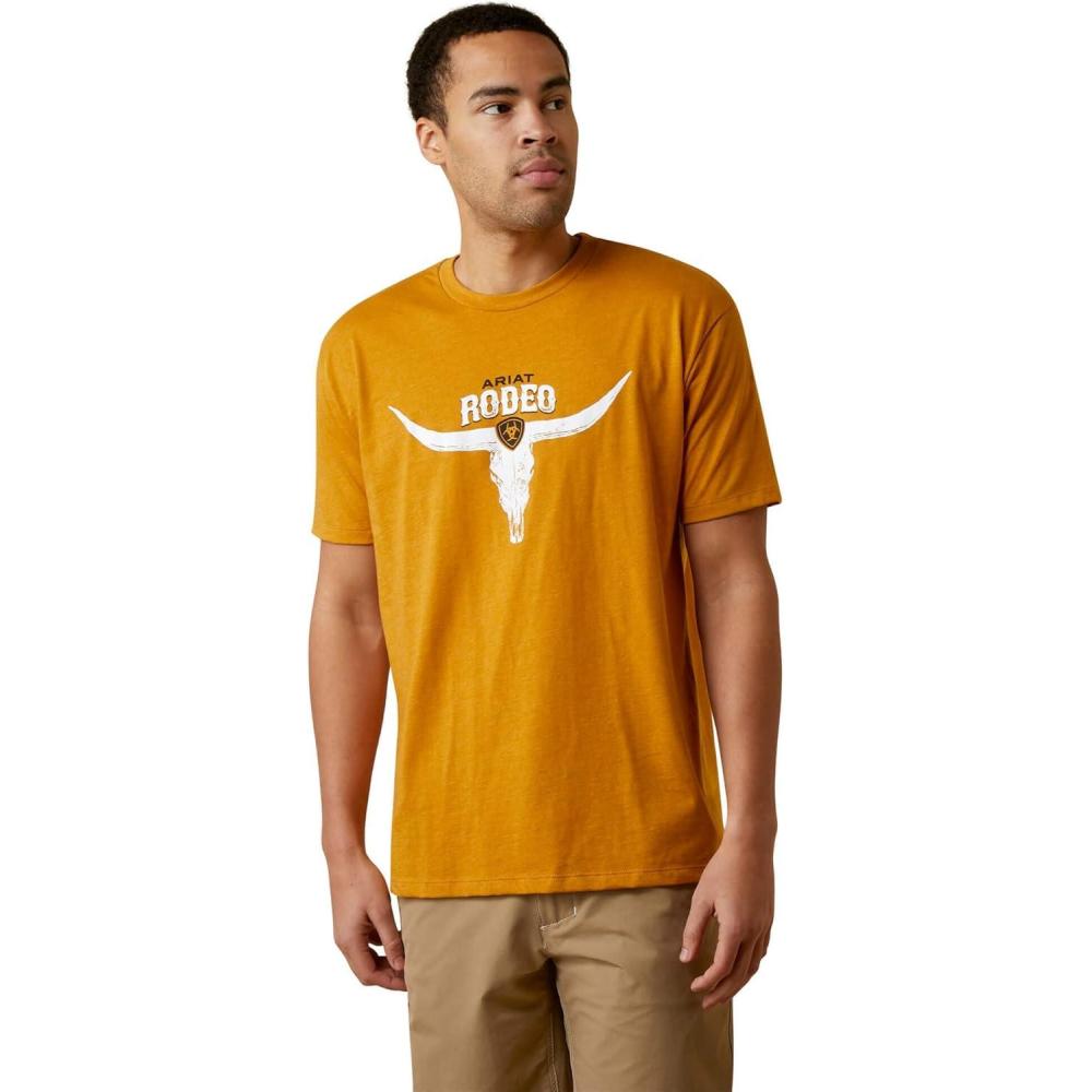 imageARIAT Mens Buckaroo TShirt BuckhornBuckhorn HeatherRodeo Skull