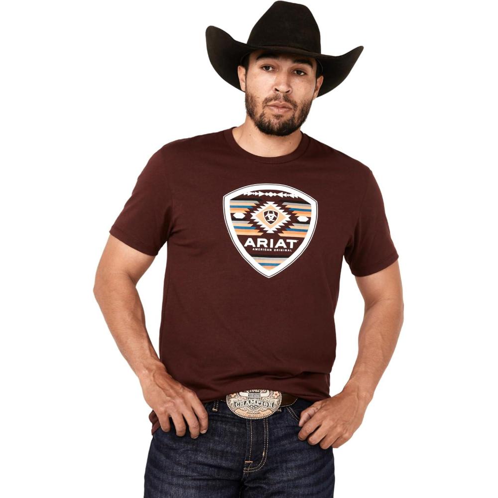 imageARIAT Mens Buckaroo TShirt BuckhornBurgundy