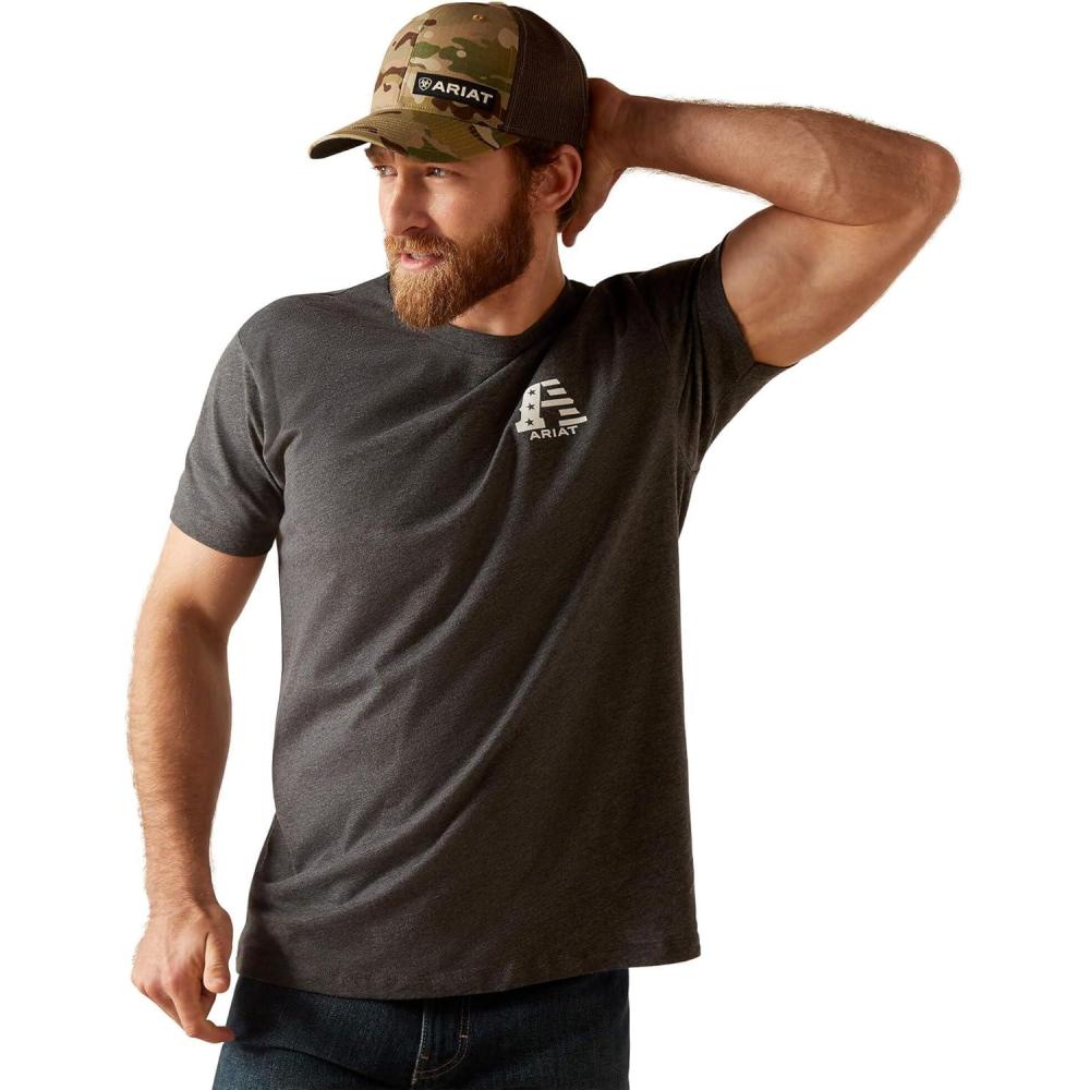 imageARIAT Mens Buckaroo TShirt BuckhornCharcoal HeatherUs a
