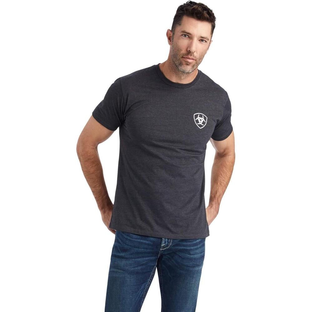 imageARIAT Mens Buckaroo TShirt BuckhornCharcoal HeatherWingspan