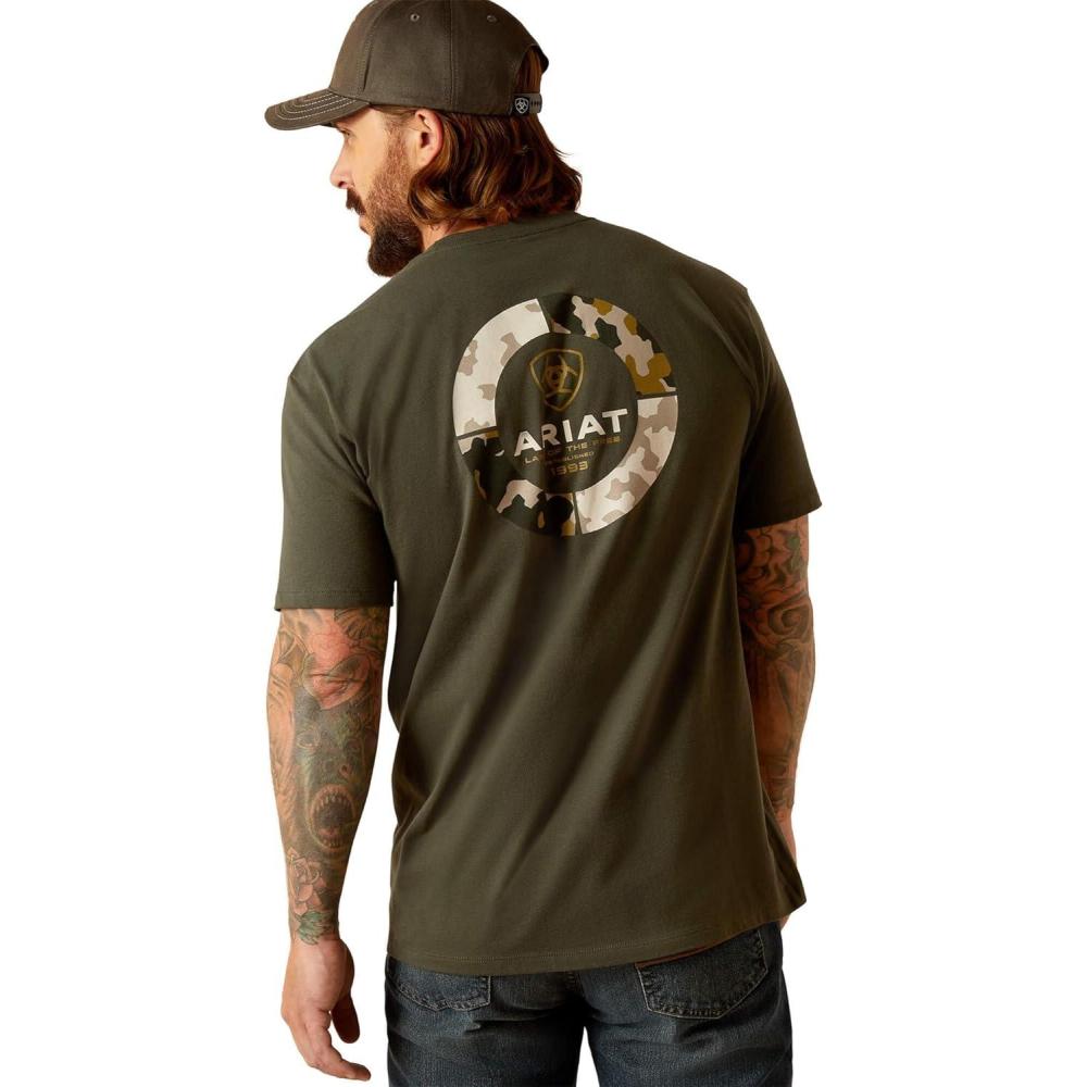 imageARIAT Mens Buckaroo TShirt BuckhornDark OliveCamo Ring
