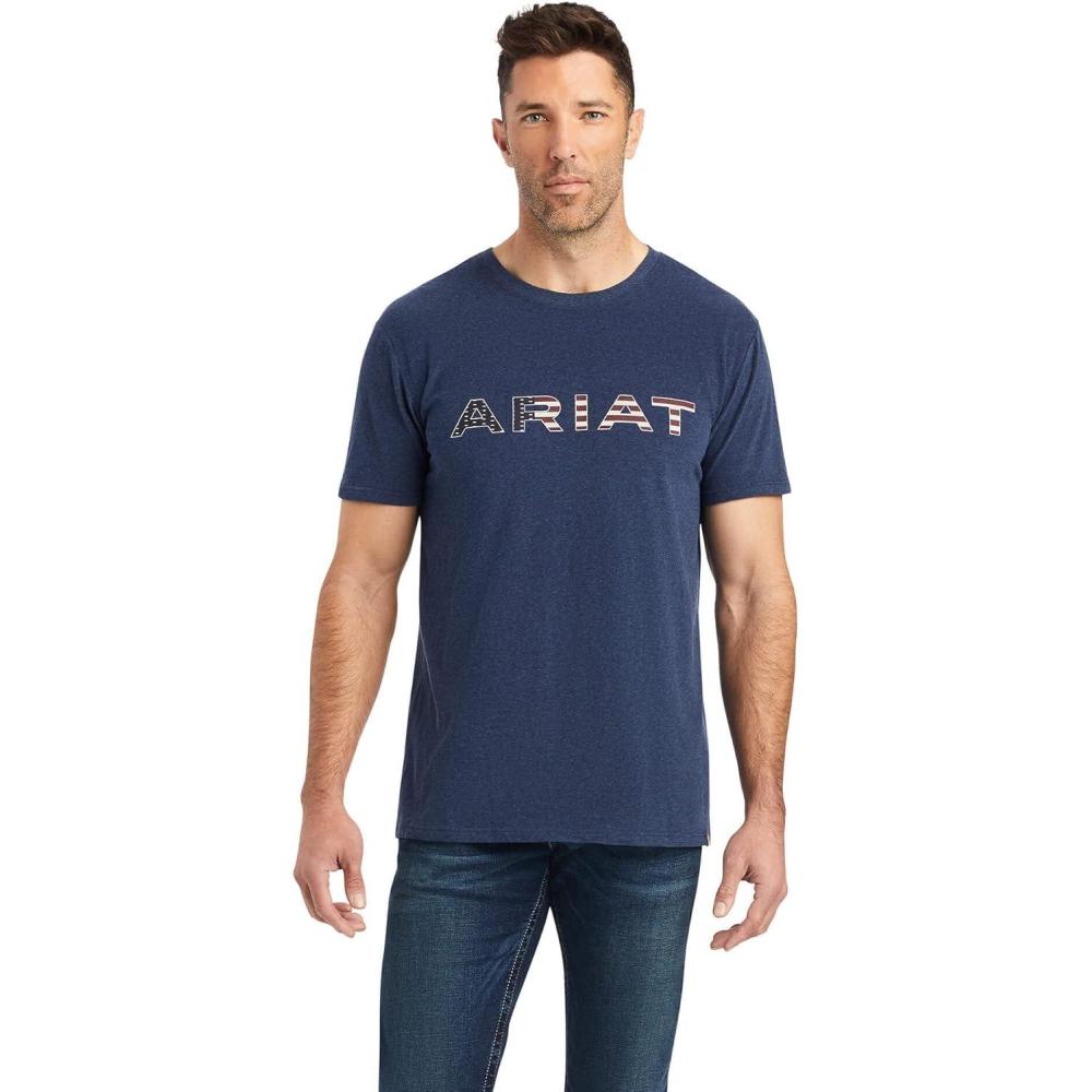imageARIAT Mens Buckaroo TShirt BuckhornNavy HeatherChimayo Graphic