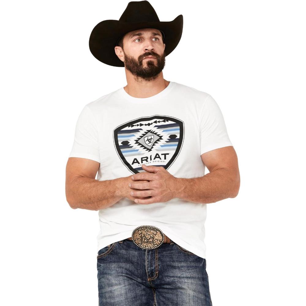 imageARIAT Mens Buckaroo TShirt BuckhornWhite