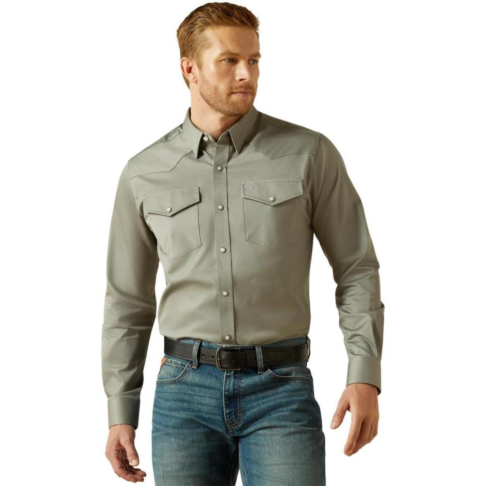 imageARIAT Mens Khaki Solid Fitted ShirtGrey