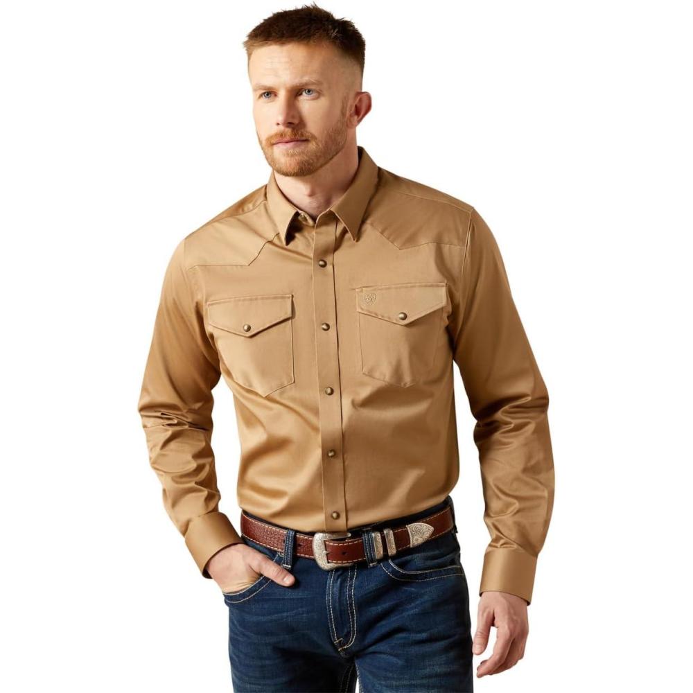 imageARIAT Mens Khaki Solid Fitted ShirtKhaki