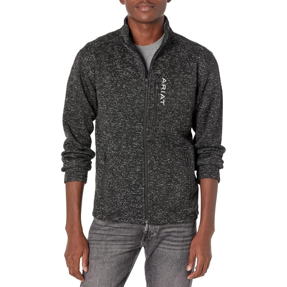 imageARIAT Mens Navy Caldwell Full Zip Sweater JacketCharcoal