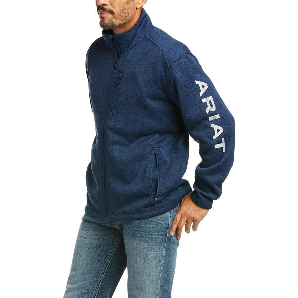 imageARIAT Mens Navy Caldwell Full Zip Sweater JacketIndigo