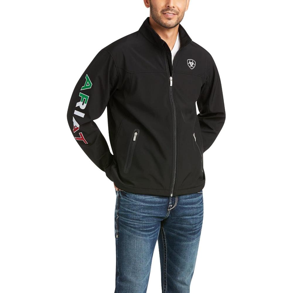 imageARIAT Mens New Team Softshell Mexico Jacket BlackBlack