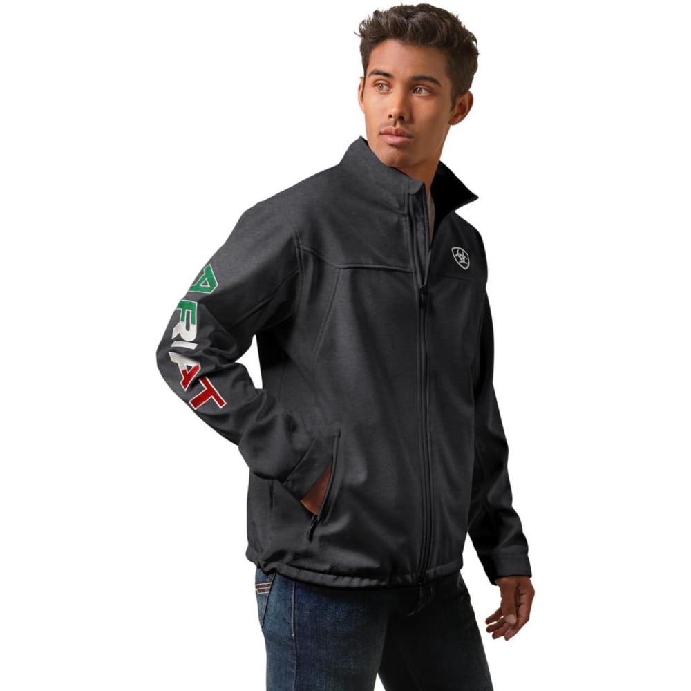 imageARIAT Mens New Team Softshell Mexico Water Resistant JacketCharcoal