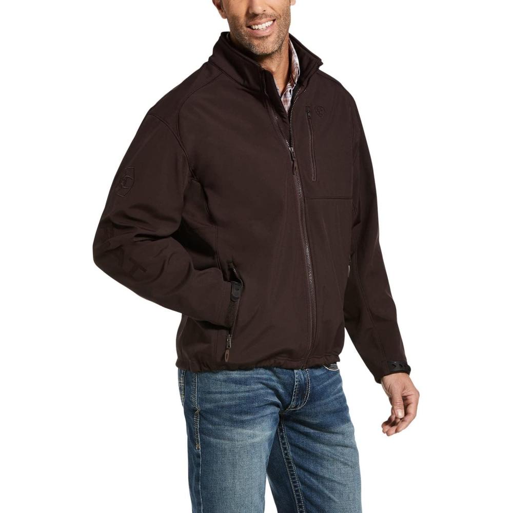 imageARIAT Mens Patriot Water Resistant Softshell Jacket CharcoalCoffeebean