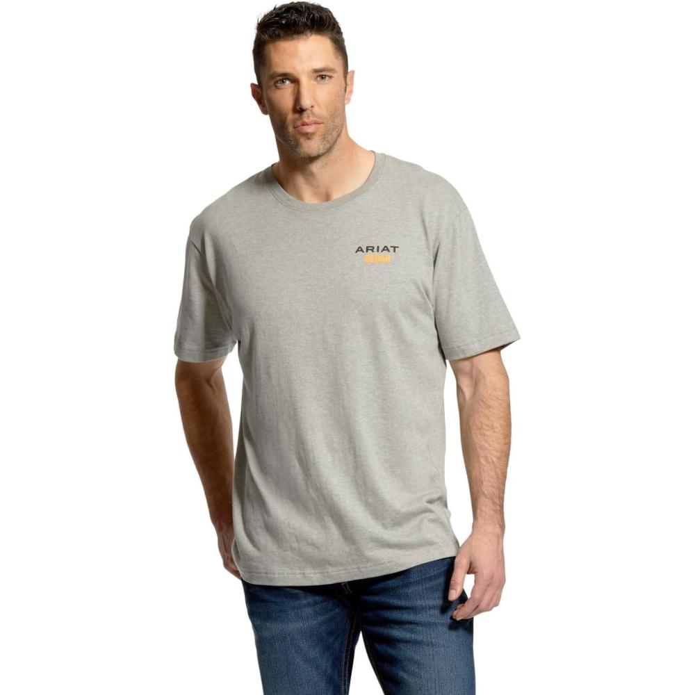 imageARIAT Mens Rebar Cotton Strong Logo TShirtHeather Grey