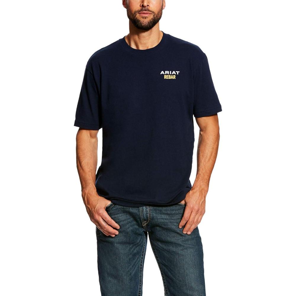 imageARIAT Mens Rebar Cotton Strong Logo TShirtNavy