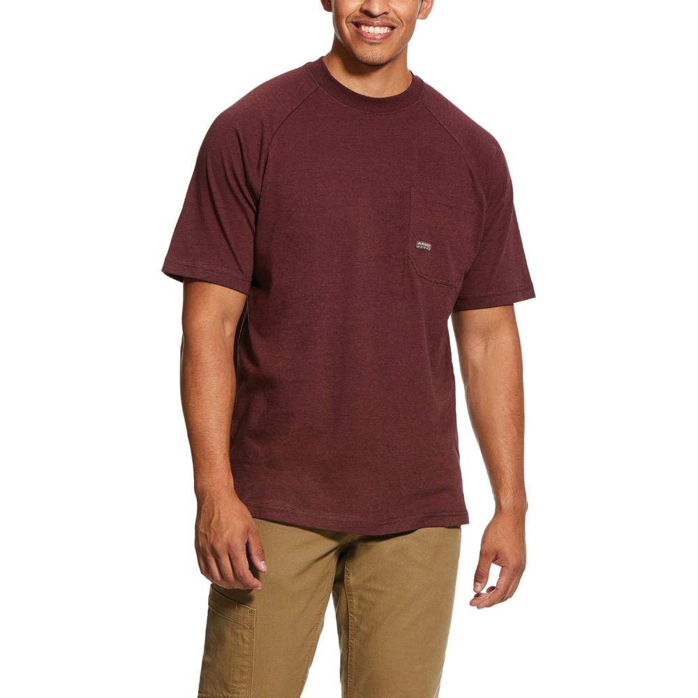 imageARIAT Mens Rebar Cotton Strong TShirtBurgundy Heather