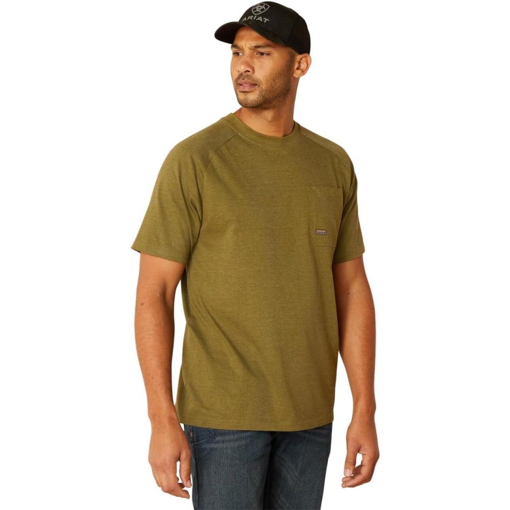 imageARIAT Mens Rebar Cotton Strong TShirtLichen Heather