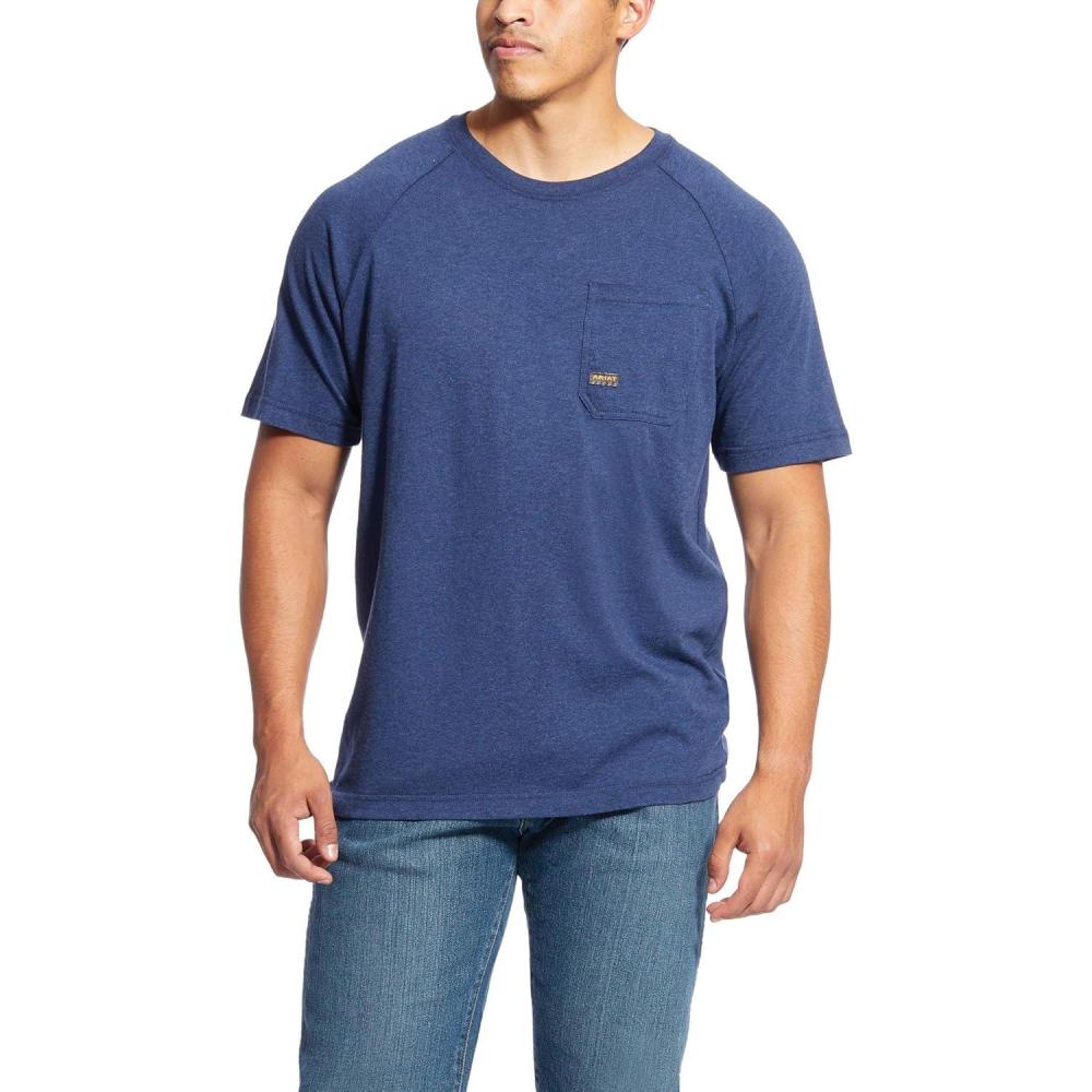 imageARIAT Mens Rebar Cotton Strong TShirtNavy Heather
