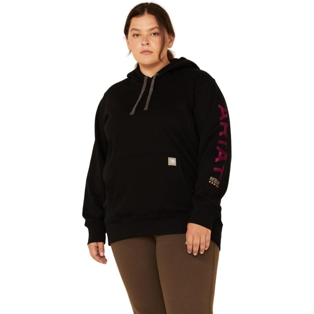 imageARIAT Mens Rebar Graphic HoodieBlackPurple