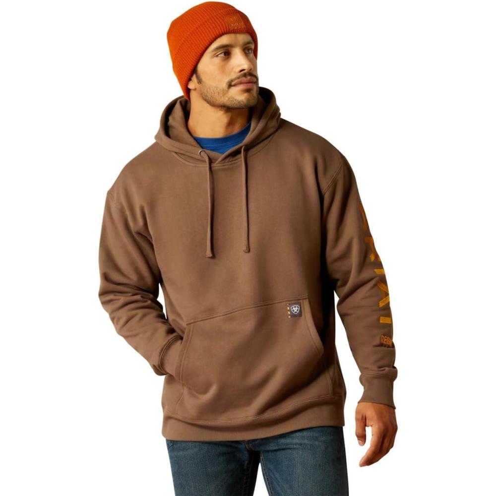 imageARIAT Mens Rebar Graphic HoodieChocolate ChipGolden Brown