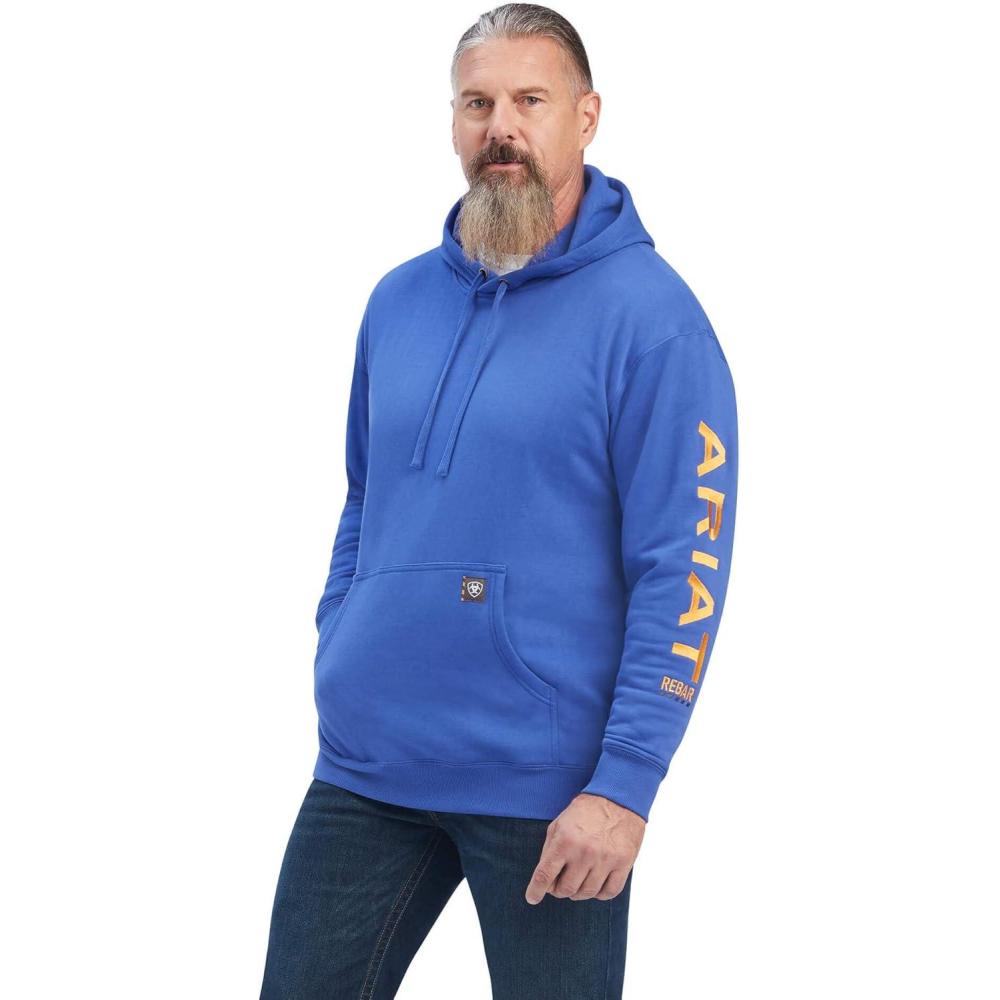 imageARIAT Mens Rebar Graphic HoodieDeep Ultramarine Rebar Orange