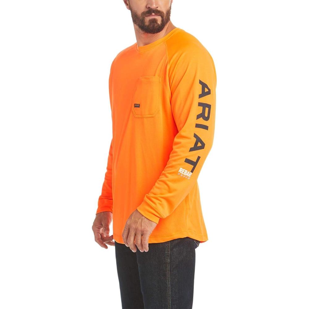 imageARIAT Mens Rebar Heat Fighter Long Sleeve TShirtNeon Orange