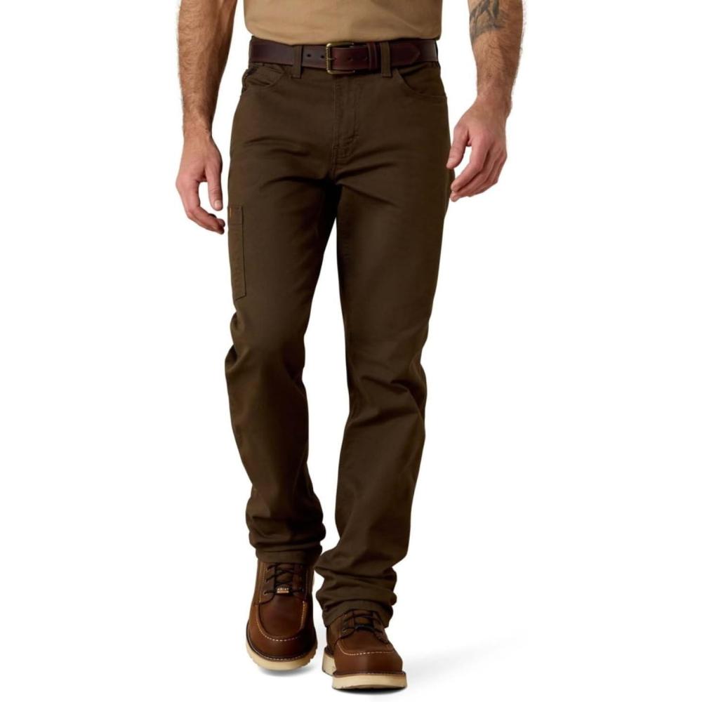 imageARIAT Mens Rebar M4 Relaxed Durastretch Made Tough Stackable Straight Leg PantBrown