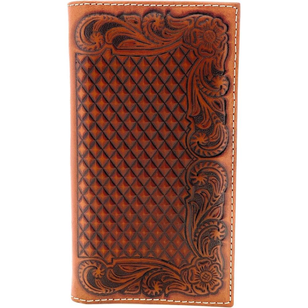 imageARIAT Mens Rodeo Basket Weaved Floral Embossed Wallet A3544208Brown