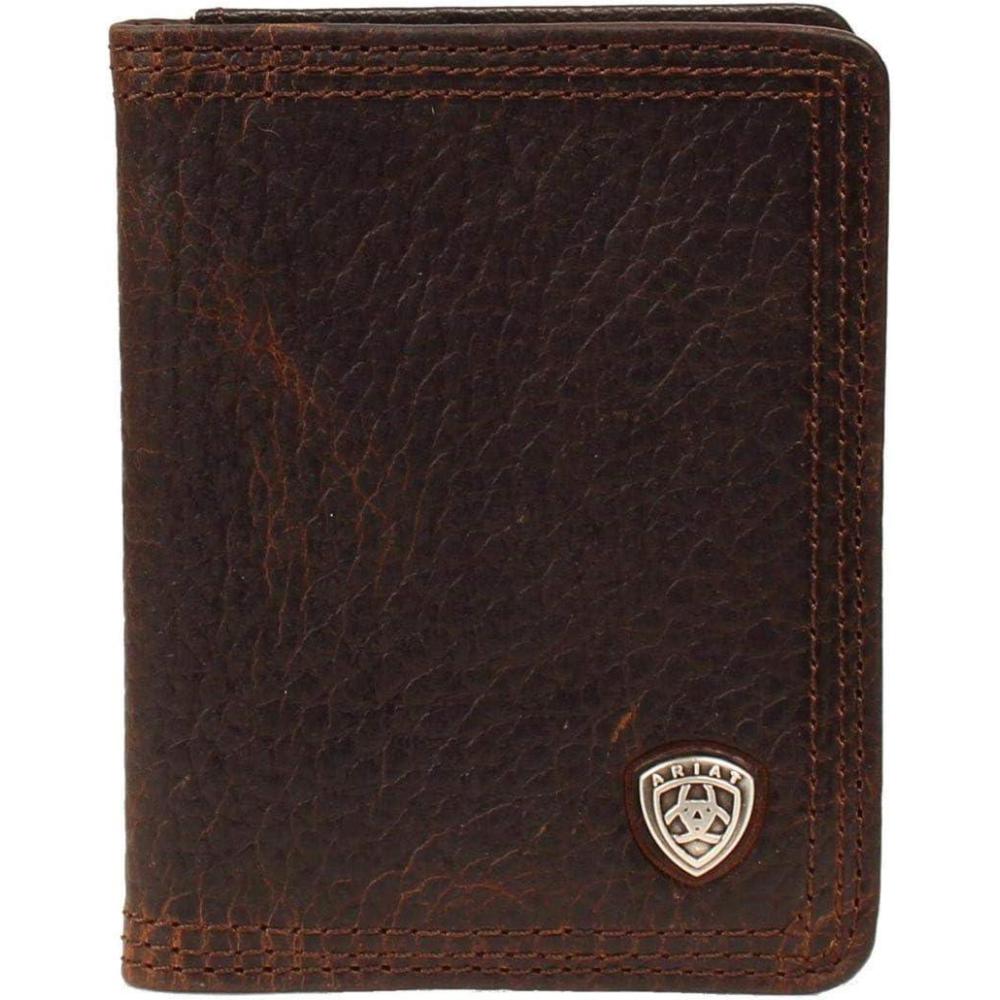 imageARIAT Mens Shield Concho Rowdy Bifold Flip WalletBrownrowdy