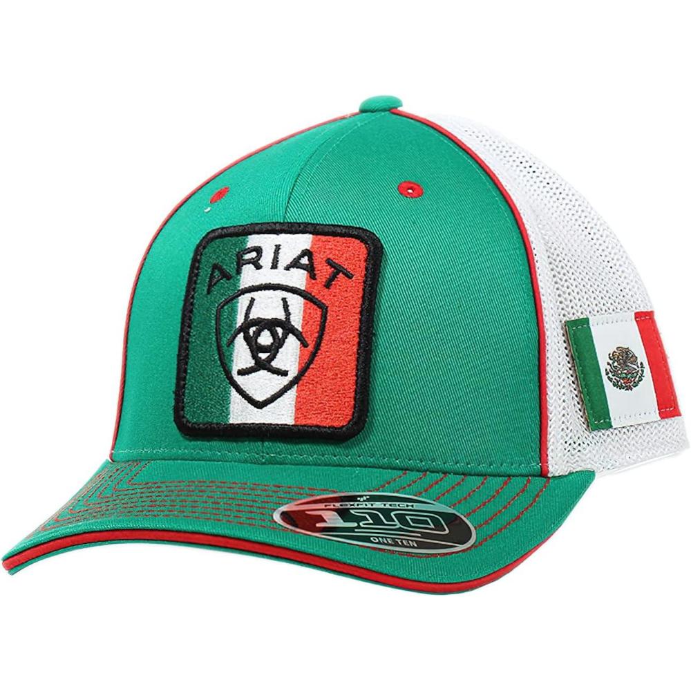 imageARIAT Mens Snapback Flex Fit Shield Logo CapGreenWhite