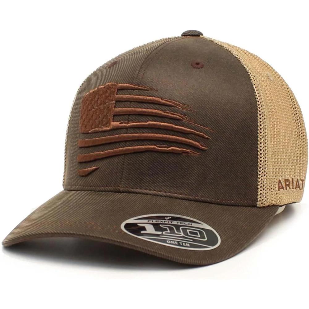 imageARIAT Mens Snapback Flex Fit Small Shield Logo CapBrown