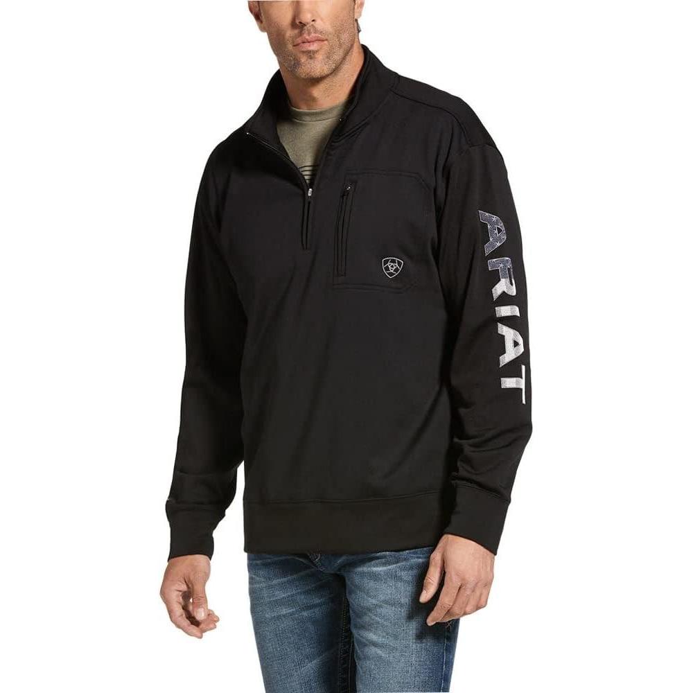 imageARIAT Mens Team Logo 14 Zip SweatshirtBlackAmericana
