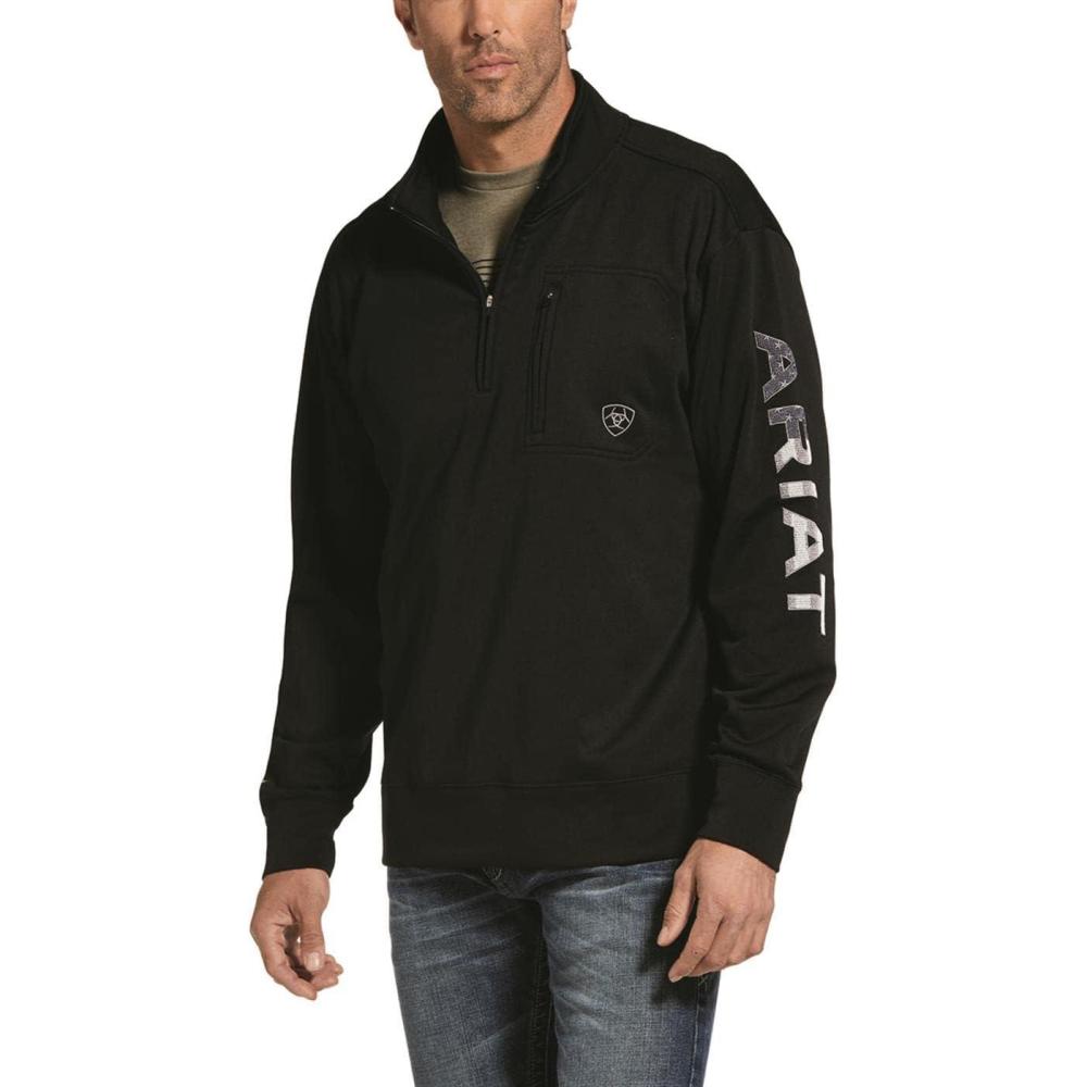 imageARIAT Mens Team Logo 14 Zip SweatshirtMalbecPearl Gray
