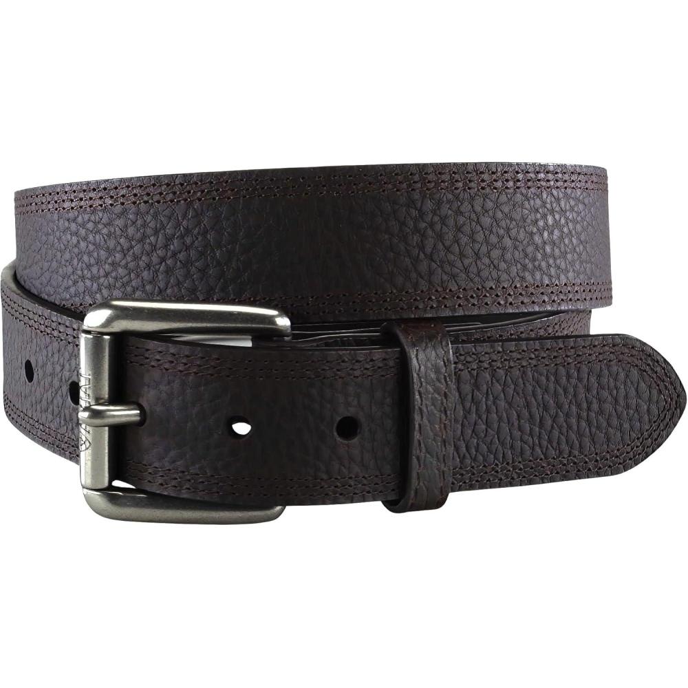imageARIAT Mens Triple Row Stitch Leather Work Belt with Removable Roller BuckleBrown