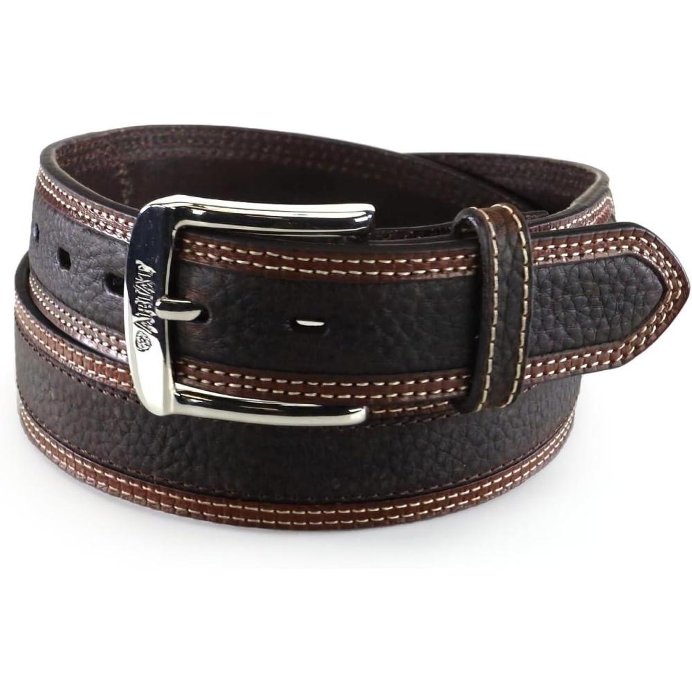 imageARIAT Mens TwoTone Oiled Leather Belt with Reinforced HolesBrown