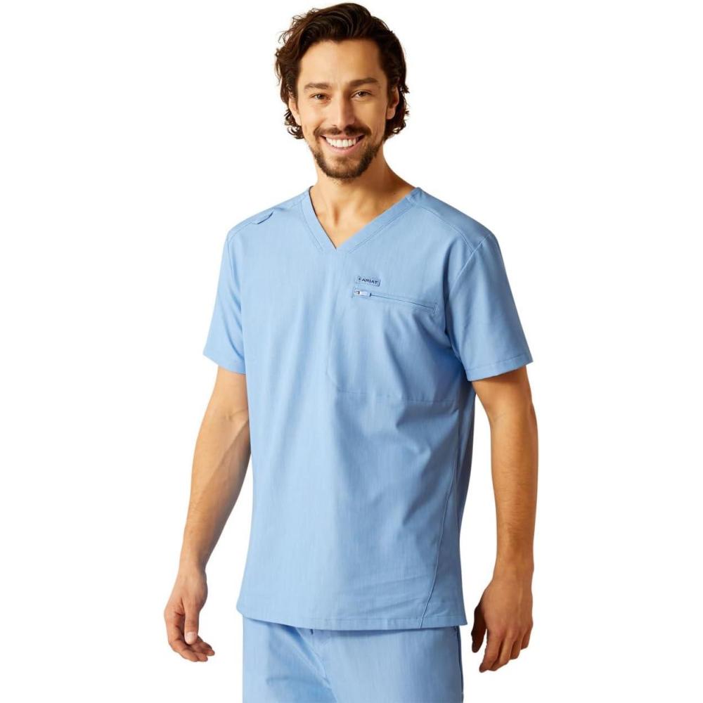 imageARIAT Mens Whitman Two Pocket Scrub TopLight Blue Heather