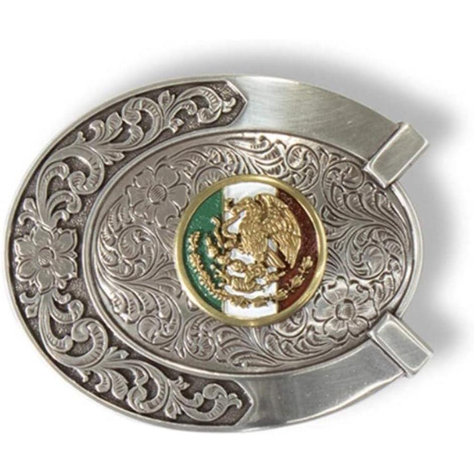 imageARIAT Mexico Flag Belt Buckle  Western Cowboy Vintage Pattern Belt Buckle