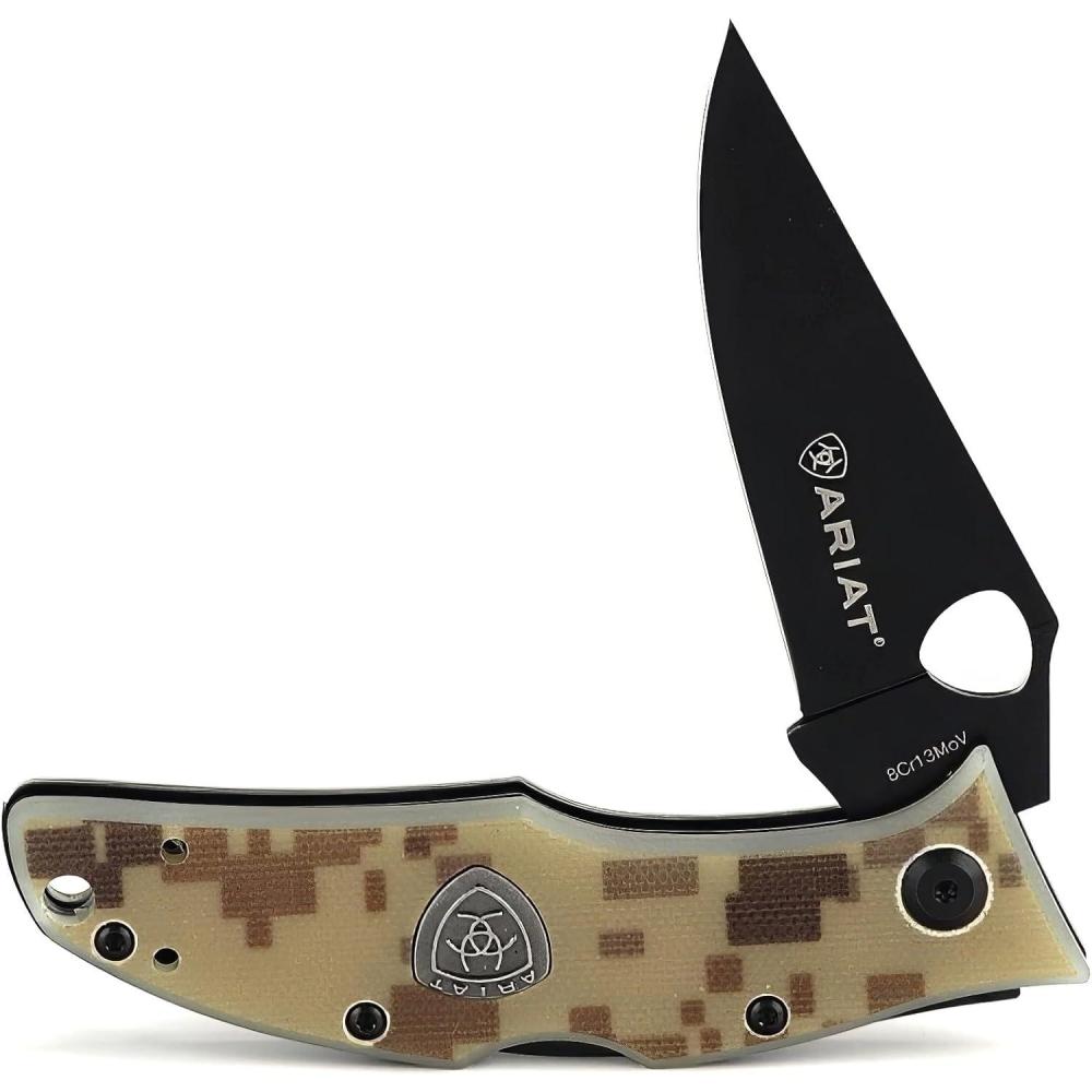 imageARIAT Patriot Camo Plain Edge Folding Knife Multicolored 3quot Blade MediumMulticolored