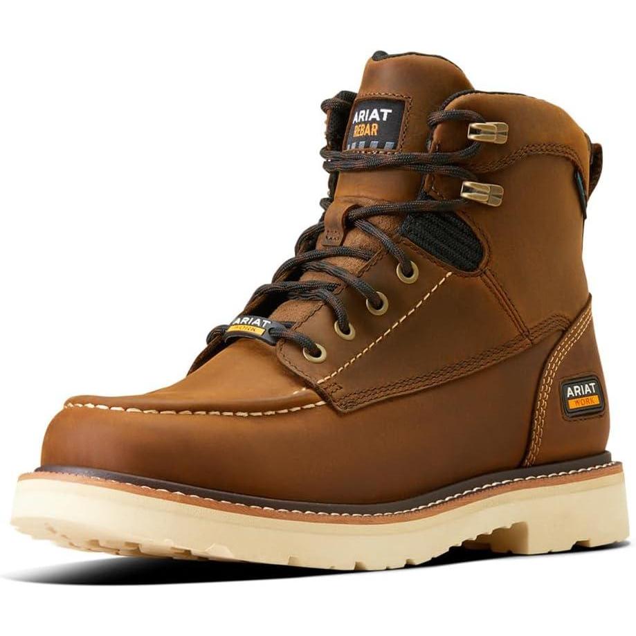 imageARIAT Rebar Lift 6quot Waterproof Work BootsDistressed Brown