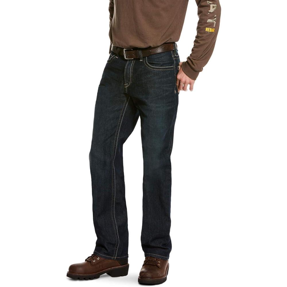 imageARIAT Rebar M4 Relaxed DuraStretch Edge Stackable Straight Leg JeanCobalt