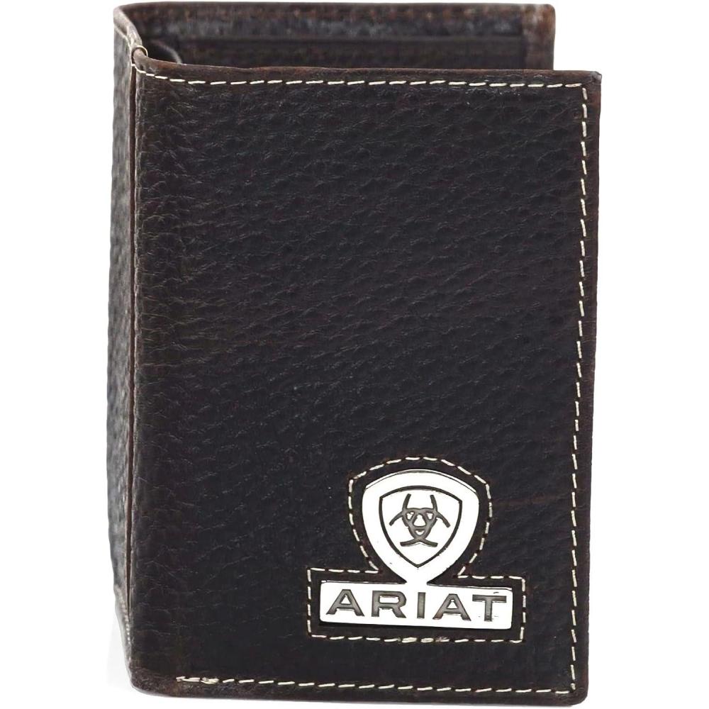 imageARIAT Trifold Shield Logo Concho Brown Rowdy Wallet