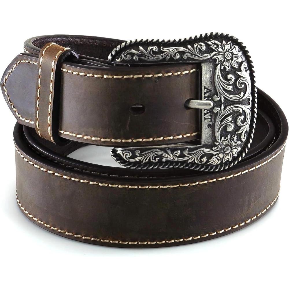imageARIAT Womens Basic Heavy Stitched Belt Brown Medium