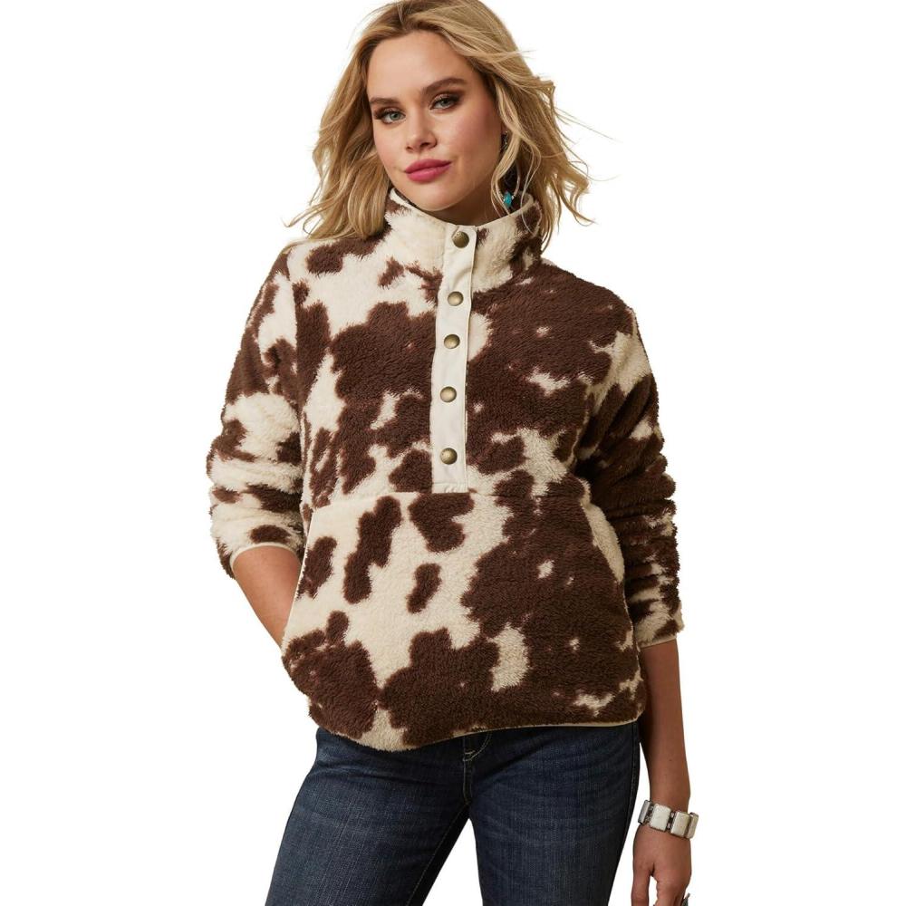 imageARIAT Womens Berber Snap Front SweatshirtChestnut Paint