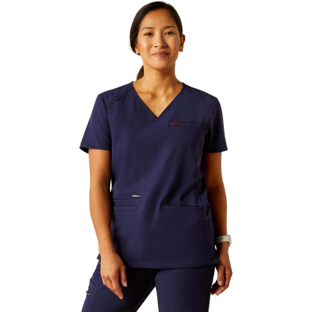 imageARIAT Womens Clara 6 Pocket Scrub TopNavy