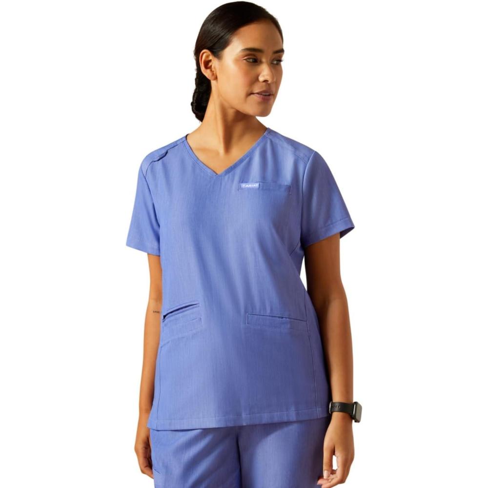 imageARIAT Womens Clara 6 Pocket Scrub TopRoyal Blue Heather