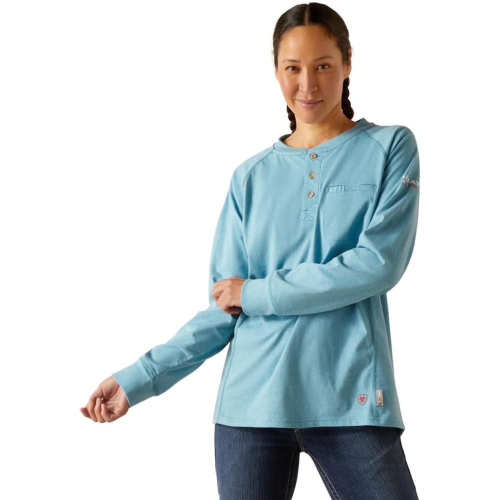 imageARIAT Womens Fr Air HenleyNorse Blue Space Dye