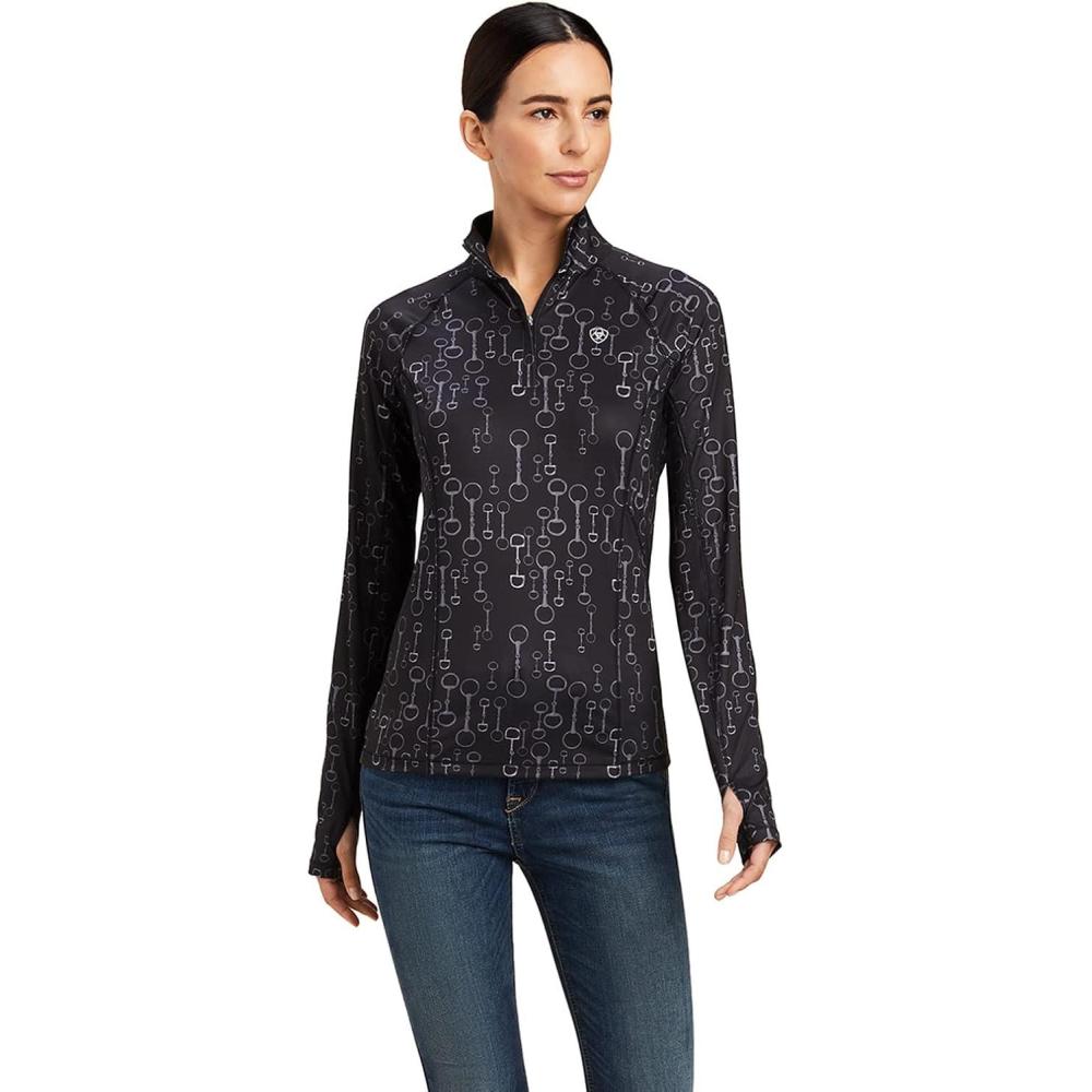 imageARIAT Womens Laguna Top Aura OrangeBlack Bit Print