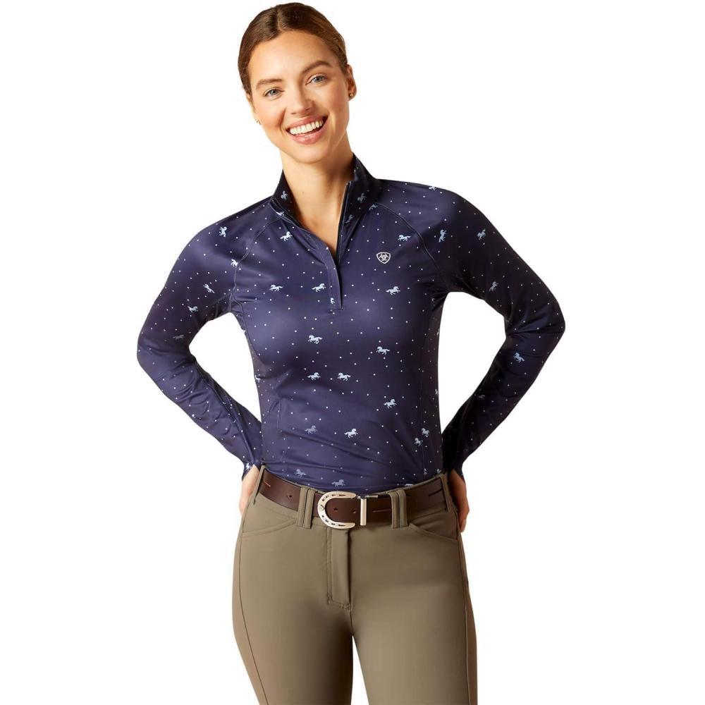 imageARIAT Womens Laguna Top Aura OrangeNavy Ditsy