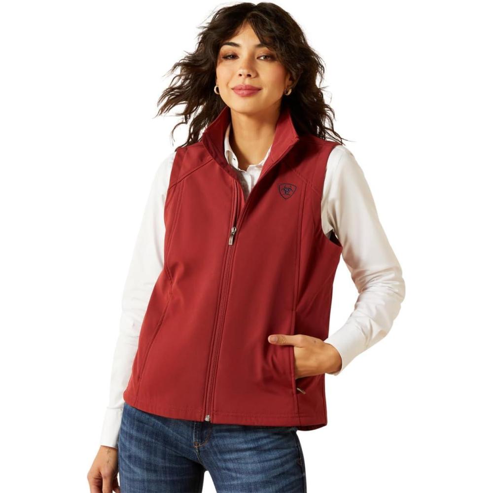 imageARIAT Womens Logo Softshell VestBurnt RussetStripe