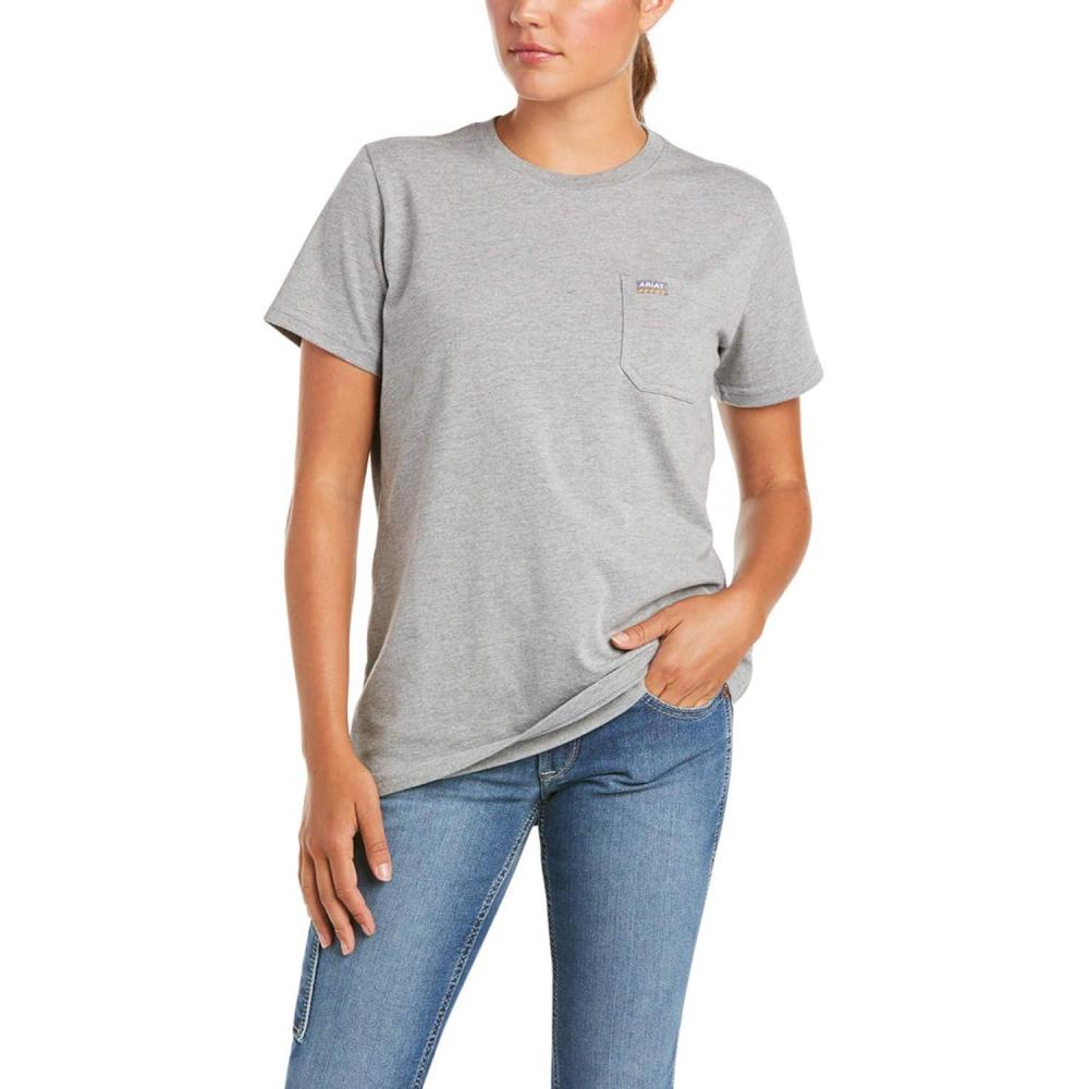 imageARIAT Womens Rebar Cotton Strong TshirtShirtHeather Grey