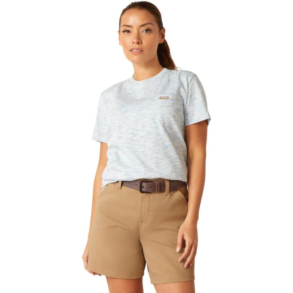 imageARIAT Womens Rebar Cotton Strong TshirtShirtNorse Blue Space Dye